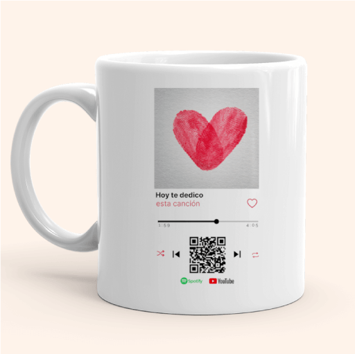 Taza personalizada con corazón y código QR